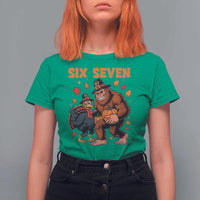 Six Seven Meme Bigfoot And Turkey T Shirt For Women Funny Thanksgiving Gift - Wonder Print Shop