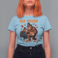 Six Seven Meme Bigfoot And Turkey T Shirt For Women Funny Thanksgiving Gift - Wonder Print Shop