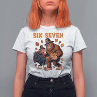 Six Seven Meme Bigfoot And Turkey T Shirt For Women Funny Thanksgiving Gift - Wonder Print Shop