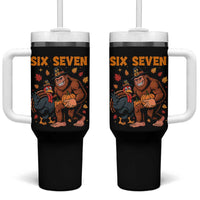 Six Seven Meme Bigfoot And Turkey Tumbler With Handle Funny Thanksgiving Gift - Wonder Print Shop