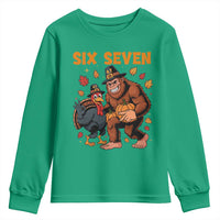 Six Seven Meme Bigfoot And Turkey Youth Sweatshirt Funny Thanksgiving Gift - Wonder Print Shop