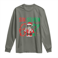 Funny Santa Skeleton Says Six Seven Long Sleeve Shirt Christmas Meme Gift - Wonder Print Shop
