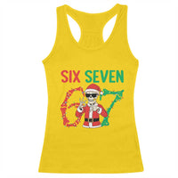 Funny Santa Skeleton Says Six Seven Racerback Tank Top Christmas Meme Gift - Wonder Print Shop