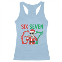 Funny Santa Skeleton Says Six Seven Racerback Tank Top Christmas Meme Gift - Wonder Print Shop