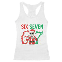Funny Santa Skeleton Says Six Seven Racerback Tank Top Christmas Meme Gift - Wonder Print Shop