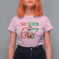 Funny Santa Skeleton Says Six Seven T Shirt For Women Christmas Meme Gift - Wonder Print Shop