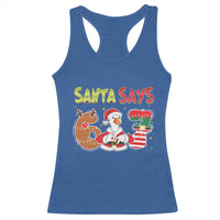 Funny Sant Goose Says Six Seven Racerback Tank Top Christmas Gift For Gen Z - Wonder Print Shop