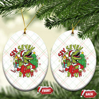 Funny Christmas Dinosaur Lover Gift Ceramic Ornament Trending Six Seven Bruh - Wonder Print Shop