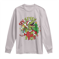 Funny Christmas Dinosaur Lover Gift Long Sleeve Shirt Trending Six Seven Bruh - Wonder Print Shop
