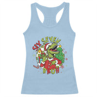 Funny Christmas Dinosaur Lover Gift Racerback Tank Top Trending Six Seven Bruh - Wonder Print Shop