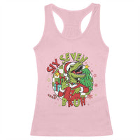 Funny Christmas Dinosaur Lover Gift Racerback Tank Top Trending Six Seven Bruh - Wonder Print Shop