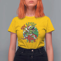 Funny Christmas Dinosaur Lover Gift T Shirt For Women Trending Six Seven Bruh - Wonder Print Shop