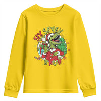 Funny Christmas Dinosaur Lover Gift Youth Sweatshirt Trending Six Seven Bruh - Wonder Print Shop