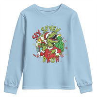 Funny Christmas Dinosaur Lover Gift Youth Sweatshirt Trending Six Seven Bruh - Wonder Print Shop