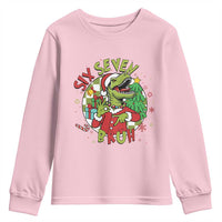 Funny Christmas Dinosaur Lover Gift Youth Sweatshirt Trending Six Seven Bruh - Wonder Print Shop