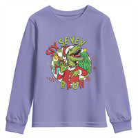 Funny Christmas Dinosaur Lover Gift Youth Sweatshirt Trending Six Seven Bruh - Wonder Print Shop