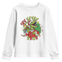 Funny Christmas Dinosaur Lover Gift Youth Sweatshirt Trending Six Seven Bruh - Wonder Print Shop