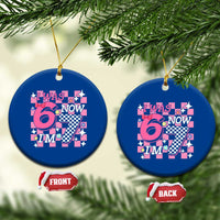 Pink Checkered I Was 6 Now I Am 7 Ceramic Ornament Girl Birthday Gift - Wonder Print Shop
