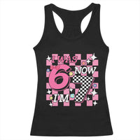 Pink Checkered I Was 6 Now I Am 7 Racerback Tank Top Girl Birthday Gift - Wonder Print Shop