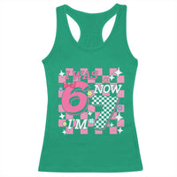 Pink Checkered I Was 6 Now I Am 7 Racerback Tank Top Girl Birthday Gift - Wonder Print Shop