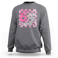 Pink Checkered I Was 6 Now I Am 7 Sweatshirt Girl Birthday Gift - Wonder Print Shop