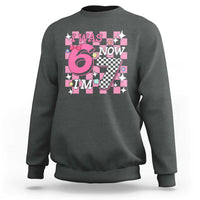 Pink Checkered I Was 6 Now I Am 7 Sweatshirt Girl Birthday Gift - Wonder Print Shop