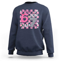 Pink Checkered I Was 6 Now I Am 7 Sweatshirt Girl Birthday Gift - Wonder Print Shop