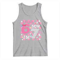 Pink Checkered I Was 6 Now I Am 7 Tank Top Girl Birthday Gift - Wonder Print Shop