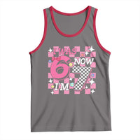 Pink Checkered I Was 6 Now I Am 7 Tank Top Girl Birthday Gift - Wonder Print Shop