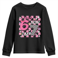 Pink Checkered I Was 6 Now I Am 7 Youth Sweatshirt Girl Birthday Gift - Wonder Print Shop