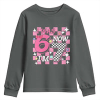 Pink Checkered I Was 6 Now I Am 7 Youth Sweatshirt Girl Birthday Gift - Wonder Print Shop