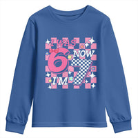 Pink Checkered I Was 6 Now I Am 7 Youth Sweatshirt Girl Birthday Gift - Wonder Print Shop