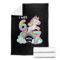Funny Unicorn I Was 6 Now I Am 7 Throw Blanket Girl Seventh Birthday Gift - Wonder Print Shop