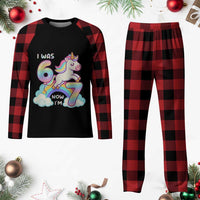 Funny Unicorn I Was 6 Now I Am 7 Plaid Pajama Set Girl Seventh Birthday Gift - Wonder Print Shop