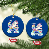 Funny Unicorn I Was 6 Now I Am 7 Ceramic Ornament Girl Seventh Birthday Gift - Wonder Print Shop