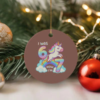Funny Unicorn I Was 6 Now I Am 7 Ceramic Ornament Girl Seventh Birthday Gift - Wonder Print Shop