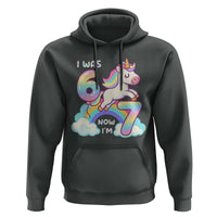 Funny Unicorn I Was 6 Now I Am 7 Hoodie Girl Seventh Birthday Gift - Wonder Print Shop