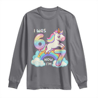 Funny Unicorn I Was 6 Now I Am 7 Long Sleeve Shirt Girl Seventh Birthday Gift - Wonder Print Shop