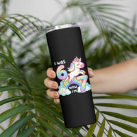 Funny Unicorn I Was 6 Now I Am 7 Skinny Tumbler Girl Seventh Birthday Gift - Wonder Print Shop