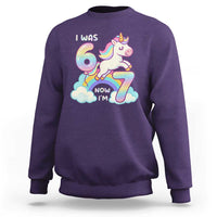Funny Unicorn I Was 6 Now I Am 7 Sweatshirt Girl Seventh Birthday Gift - Wonder Print Shop