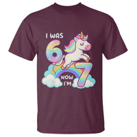 Funny Unicorn I Was 6 Now I Am 7 T Shirt Girl Seventh Birthday Gift - Wonder Print Shop