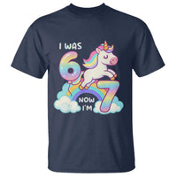 Funny Unicorn I Was 6 Now I Am 7 T Shirt Girl Seventh Birthday Gift - Wonder Print Shop