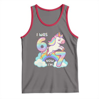 Funny Unicorn I Was 6 Now I Am 7 Tank Top Girl Seventh Birthday Gift - Wonder Print Shop