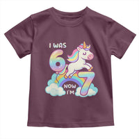 Funny Unicorn I Was 6 Now I Am 7 Toddler T Shirt Girl Seventh Birthday Gift - Wonder Print Shop