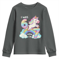 Funny Unicorn I Was 6 Now I Am 7 Youth Sweatshirt Girl Seventh Birthday Gift - Wonder Print Shop