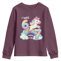 Funny Unicorn I Was 6 Now I Am 7 Youth Sweatshirt Girl Seventh Birthday Gift - Wonder Print Shop