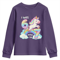 Funny Unicorn I Was 6 Now I Am 7 Youth Sweatshirt Girl Seventh Birthday Gift - Wonder Print Shop