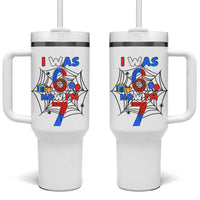 I Was 6 Now I Am 7 Tumbler With Handle Spider Themed Birthday Boy - Wonder Print Shop