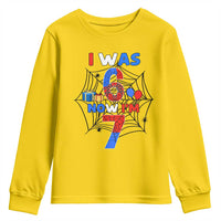 I Was 6 Now I Am 7 Youth Sweatshirt Spider Themed Birthday Boy - Wonder Print Shop