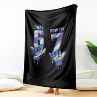 Funny I Was 6 Now I Am 7 Throw Blanket Iridescent Effect Printed Kids Birthday - Wonder Print Shop
